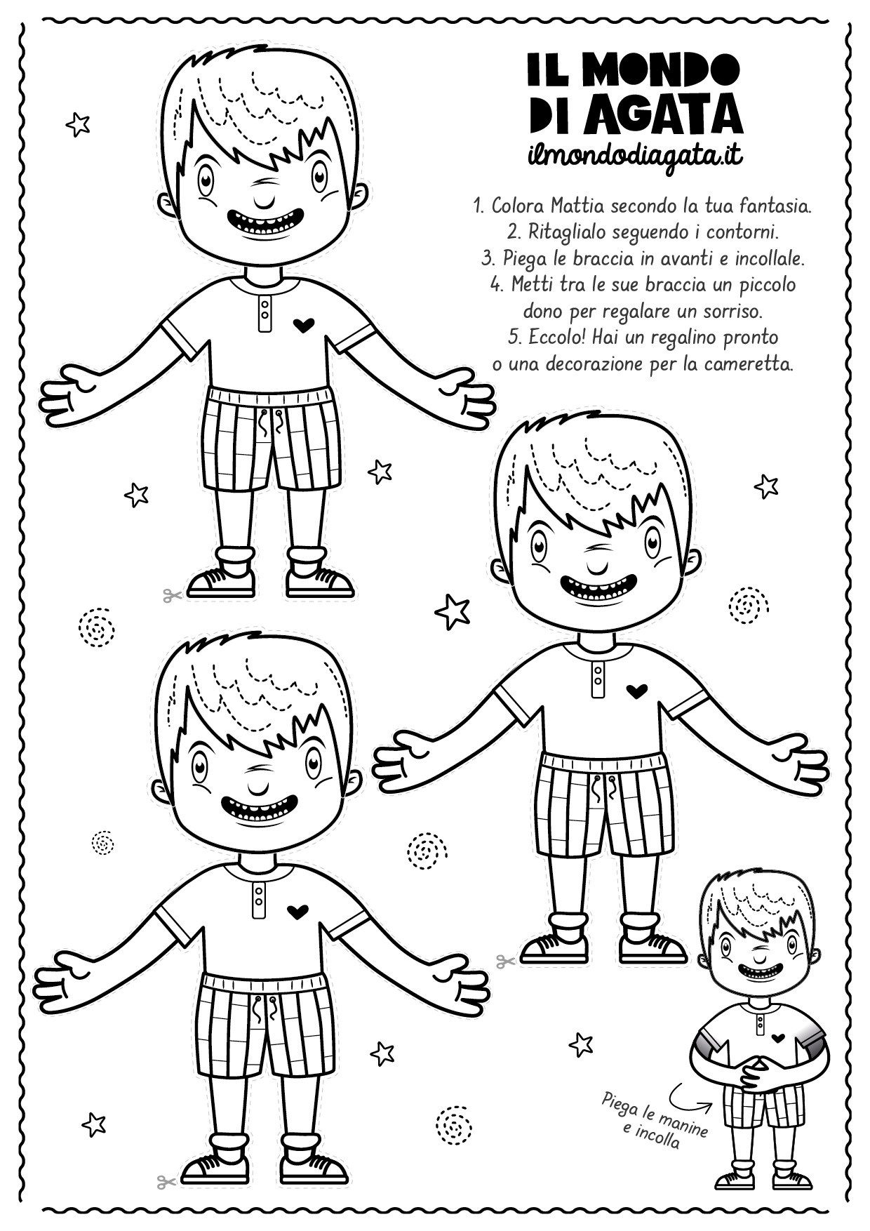 Scarica gratis: Mattia da colorare, ritagliare e assemblare